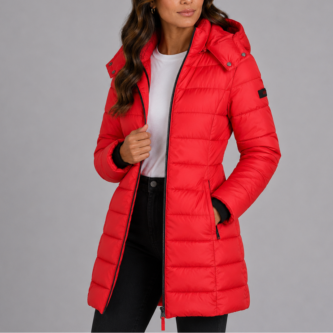Women's Long Hooded Quilted Puffer Coat