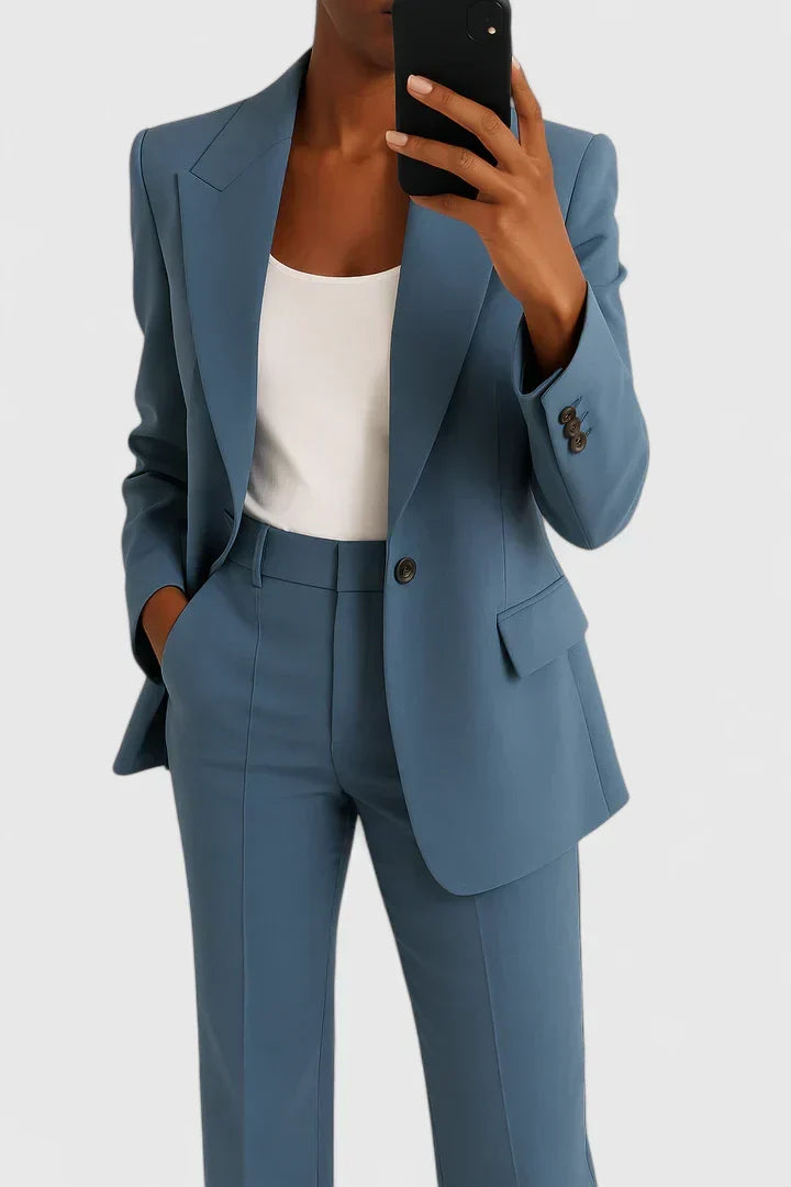 Women's Tailored Blazer and Wide Leg Pants Set