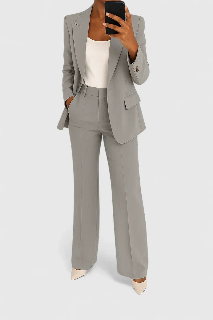 Women's Tailored Blazer and Wide Leg Pants Set