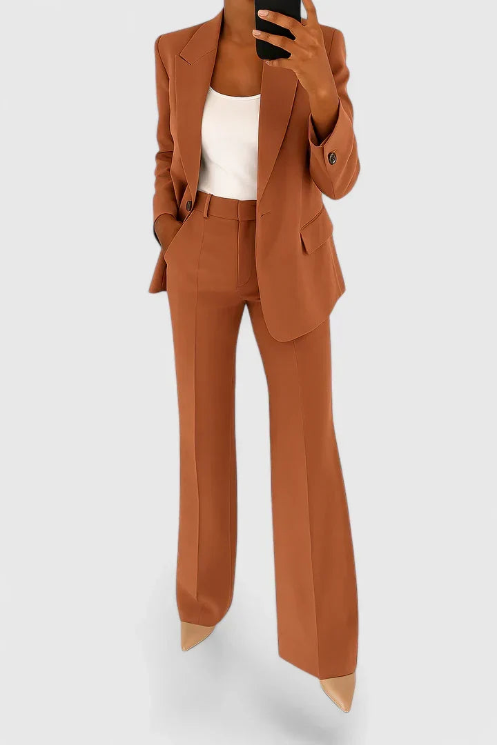 Women's Tailored Blazer and Wide Leg Pants Set