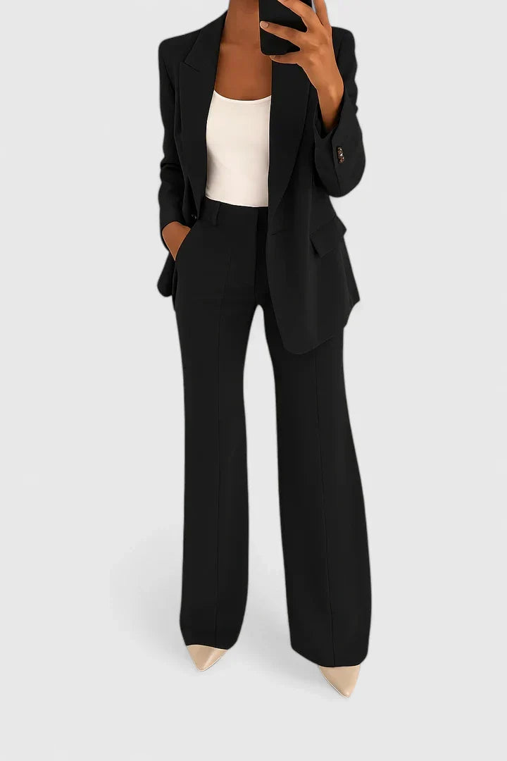 Women's Tailored Blazer and Wide Leg Pants Set