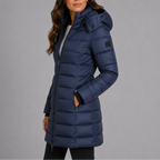 Women's Long Hooded Quilted Puffer Coat