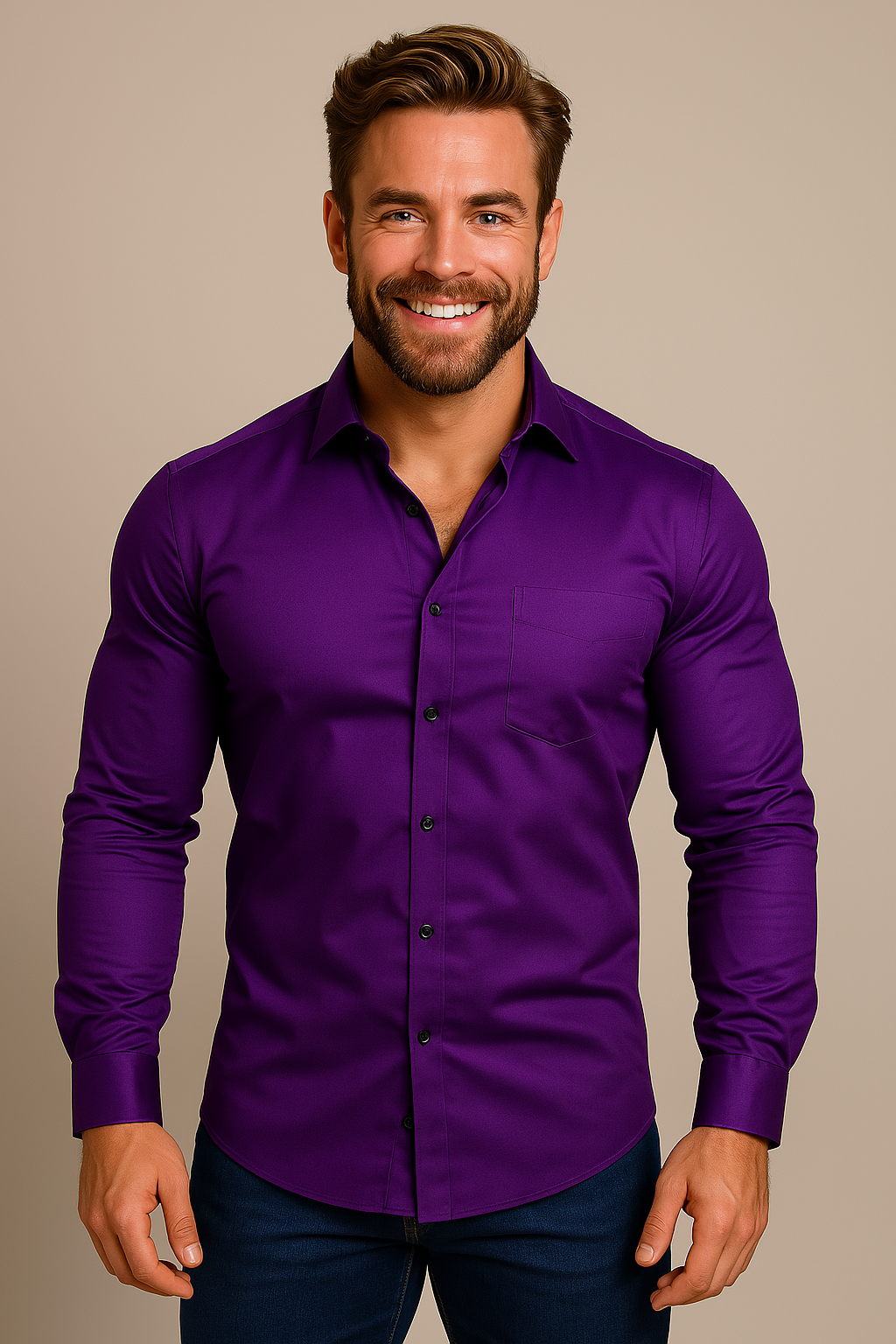 Men's Long Sleeve Button Down Dress Shirt
