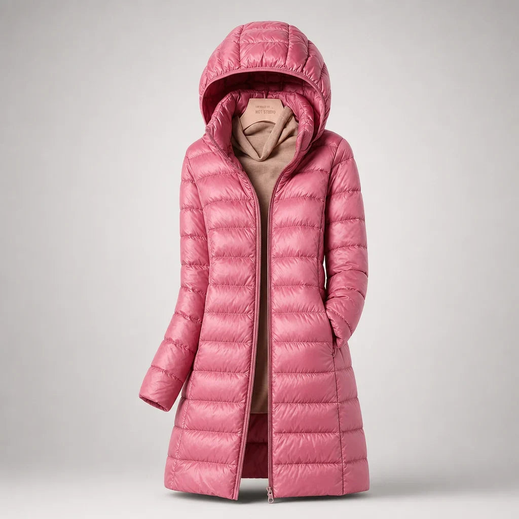 Women's Long Hooded Quilted Puffer Coat