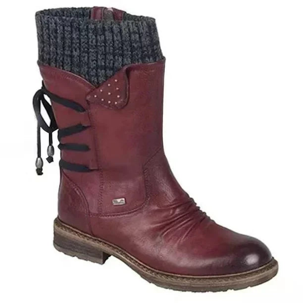 Women's Slouchy Ankle Boots with Side Lacing