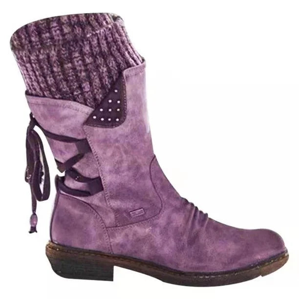 Women's Slouchy Ankle Boots with Side Lacing