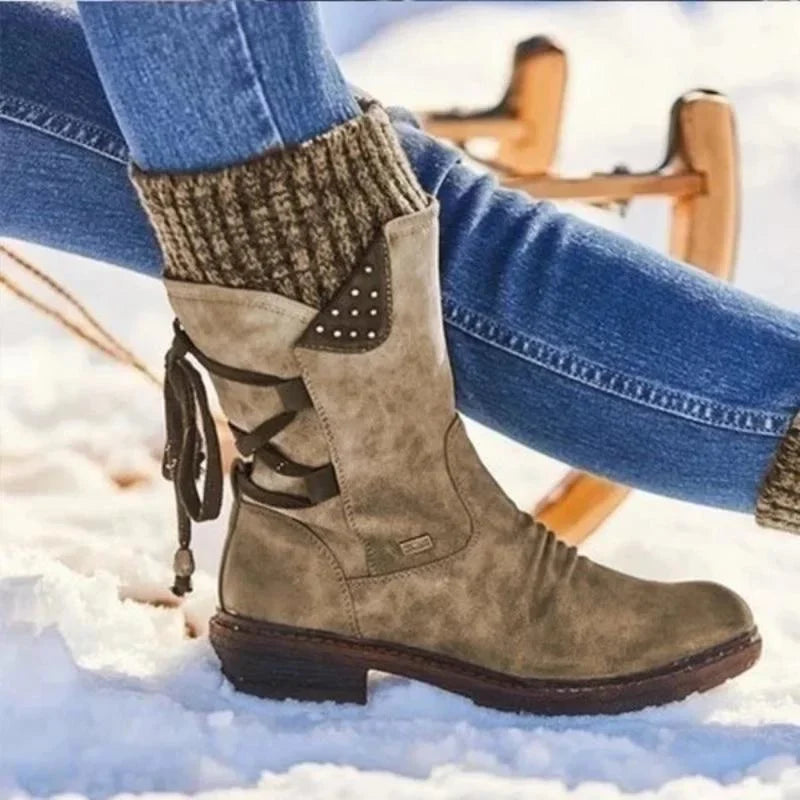 Women's Slouchy Ankle Boots with Side Lacing