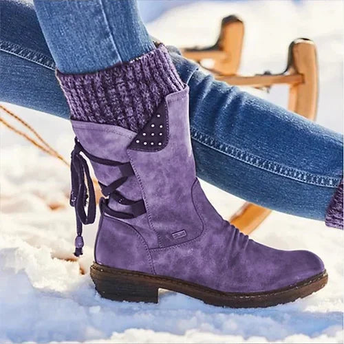 Women's Slouchy Ankle Boots with Side Lacing
