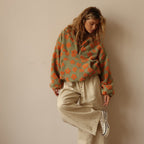 Women's Floral Sherpa-Look Half Zip Pullover