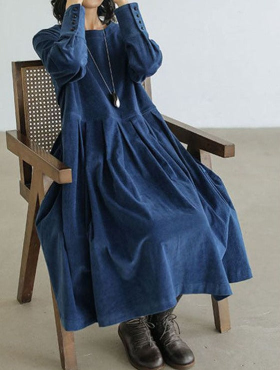 Women’s Long Sleeve Pleated Midi Dress