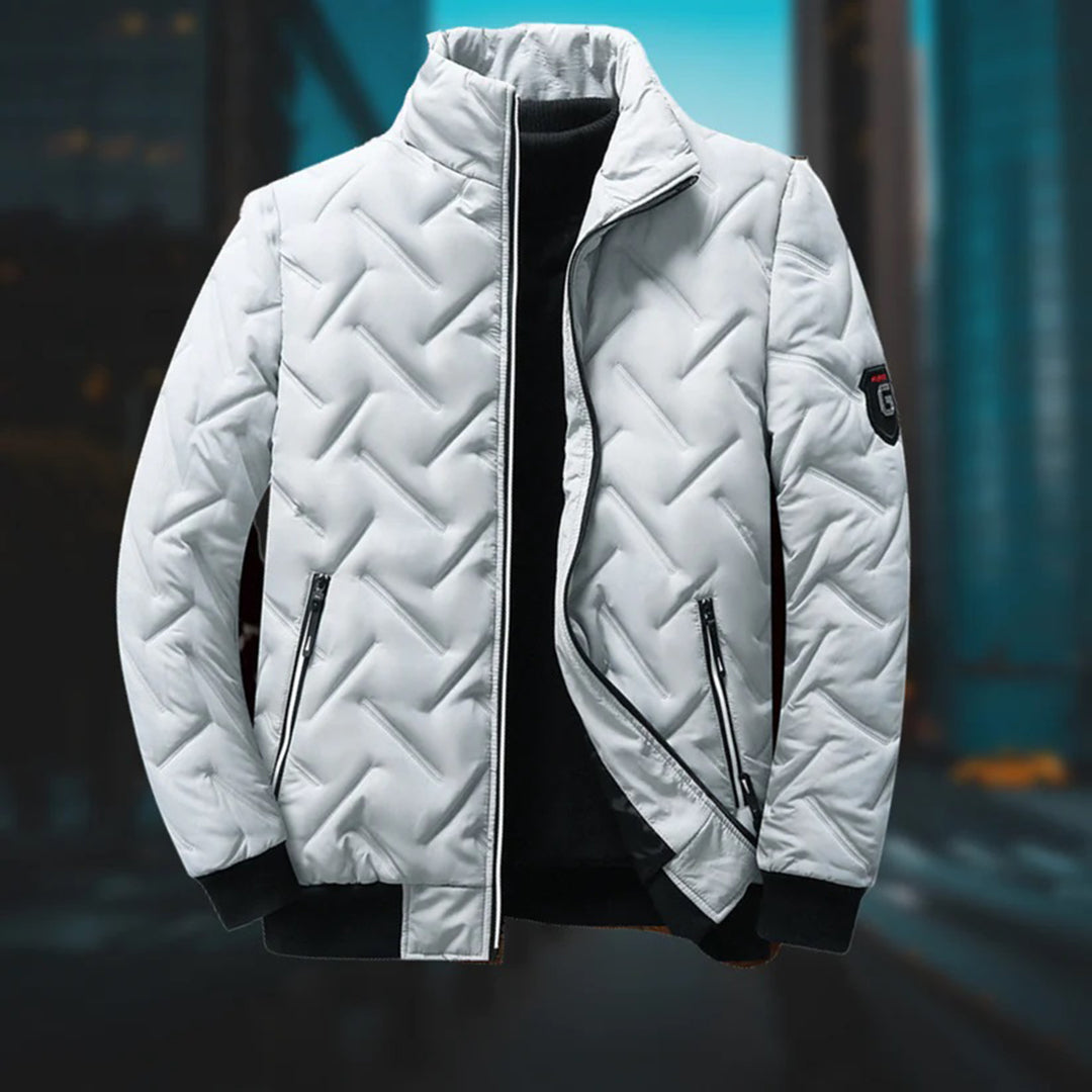 Men's Quilted Puffer Jacket with Stand Collar
