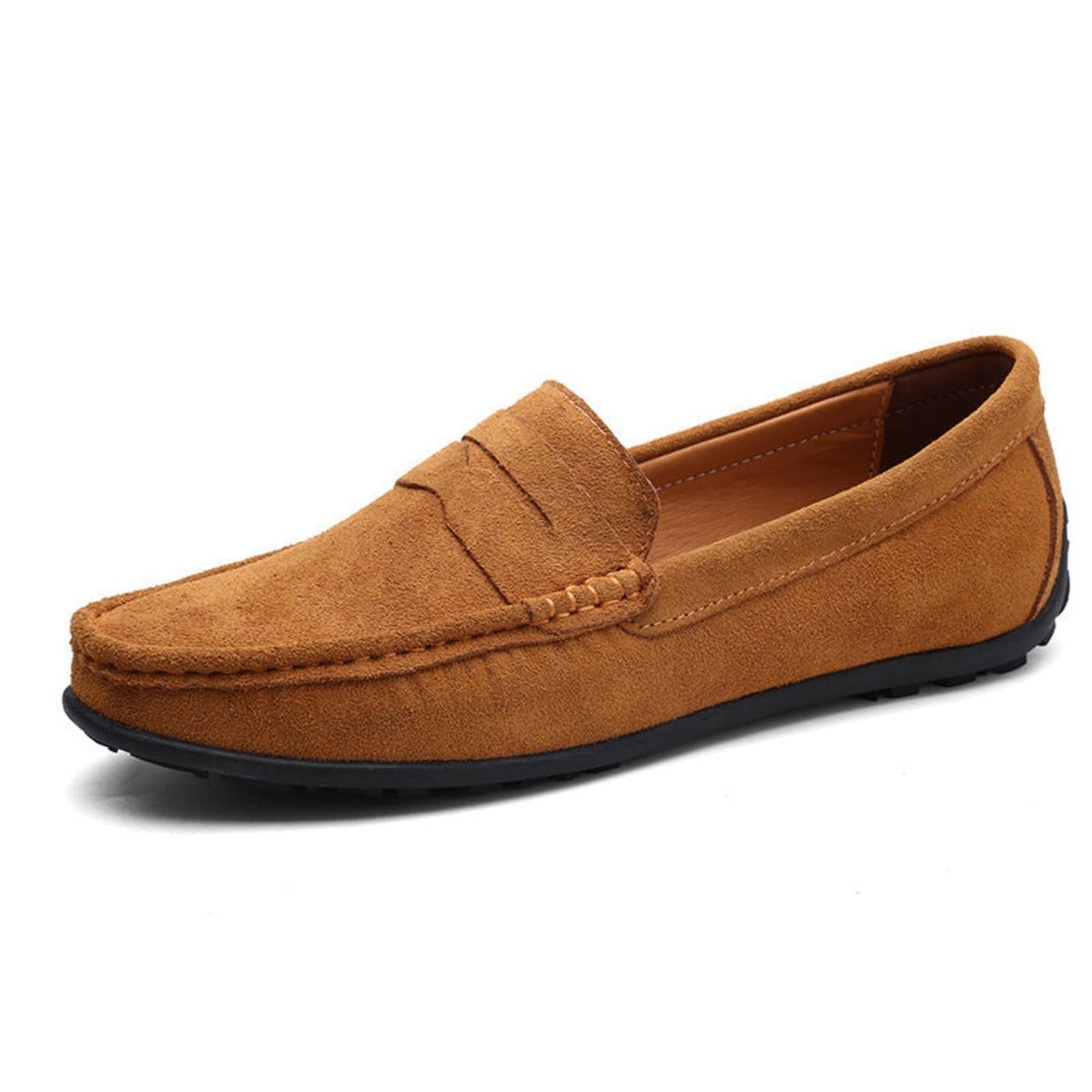Men's Suede-Look Penny Loafers with Moc Toe