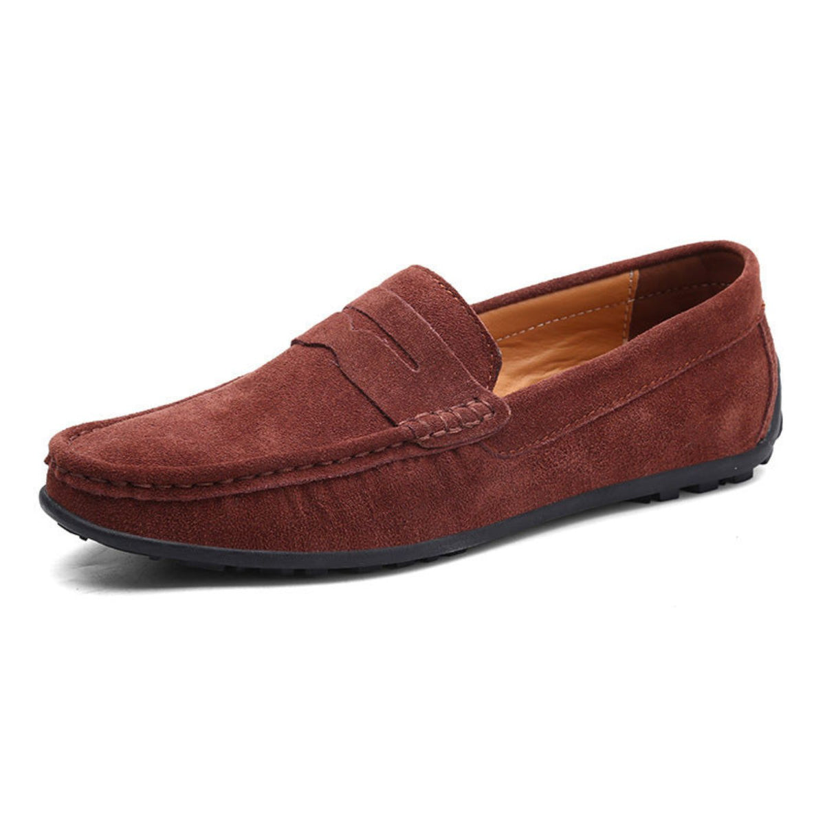Men's Suede-Look Penny Loafers with Moc Toe