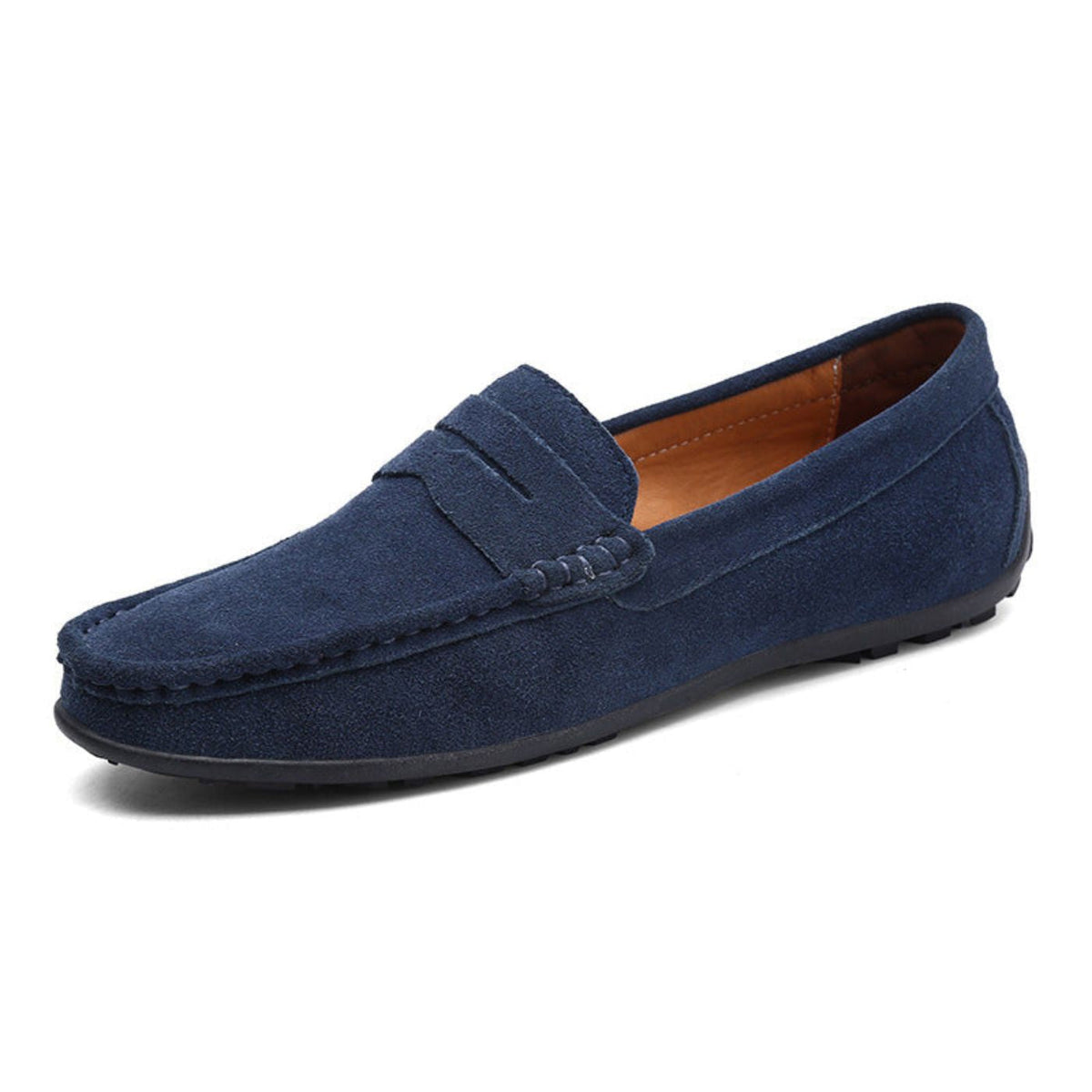Men's Suede-Look Penny Loafers with Moc Toe