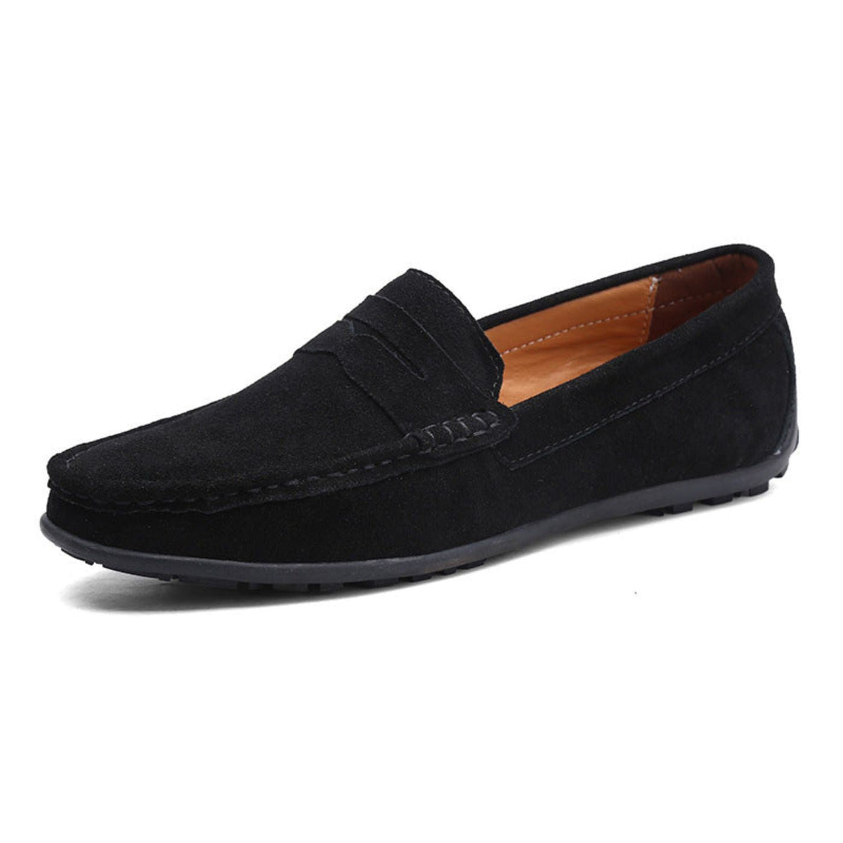 Men's Suede-Look Penny Loafers with Moc Toe