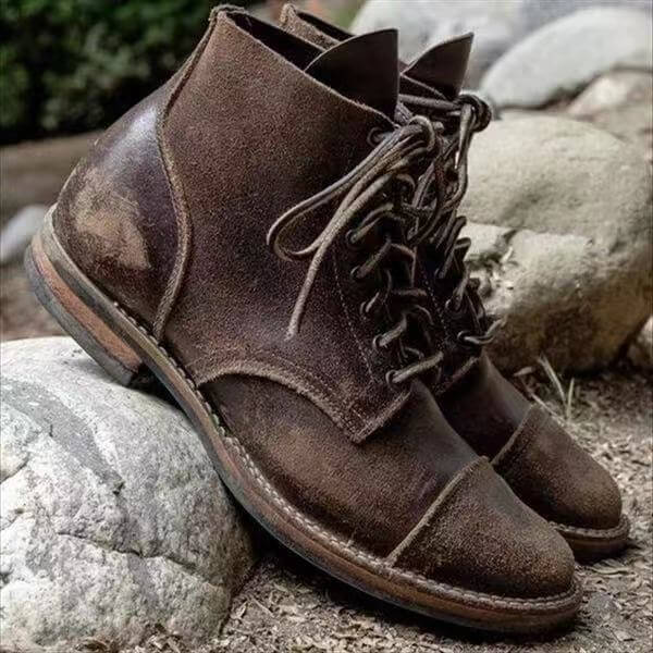 Men's Vintage-Inspired Cap-Toe Lace-Up Boots