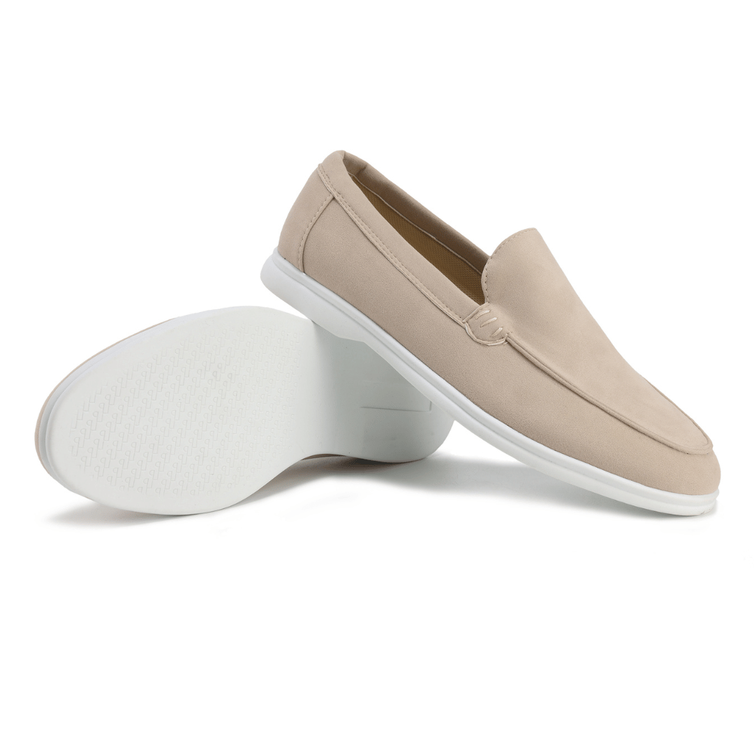 Men's Suede-Look Slip-On Loafers with Contrast Soles