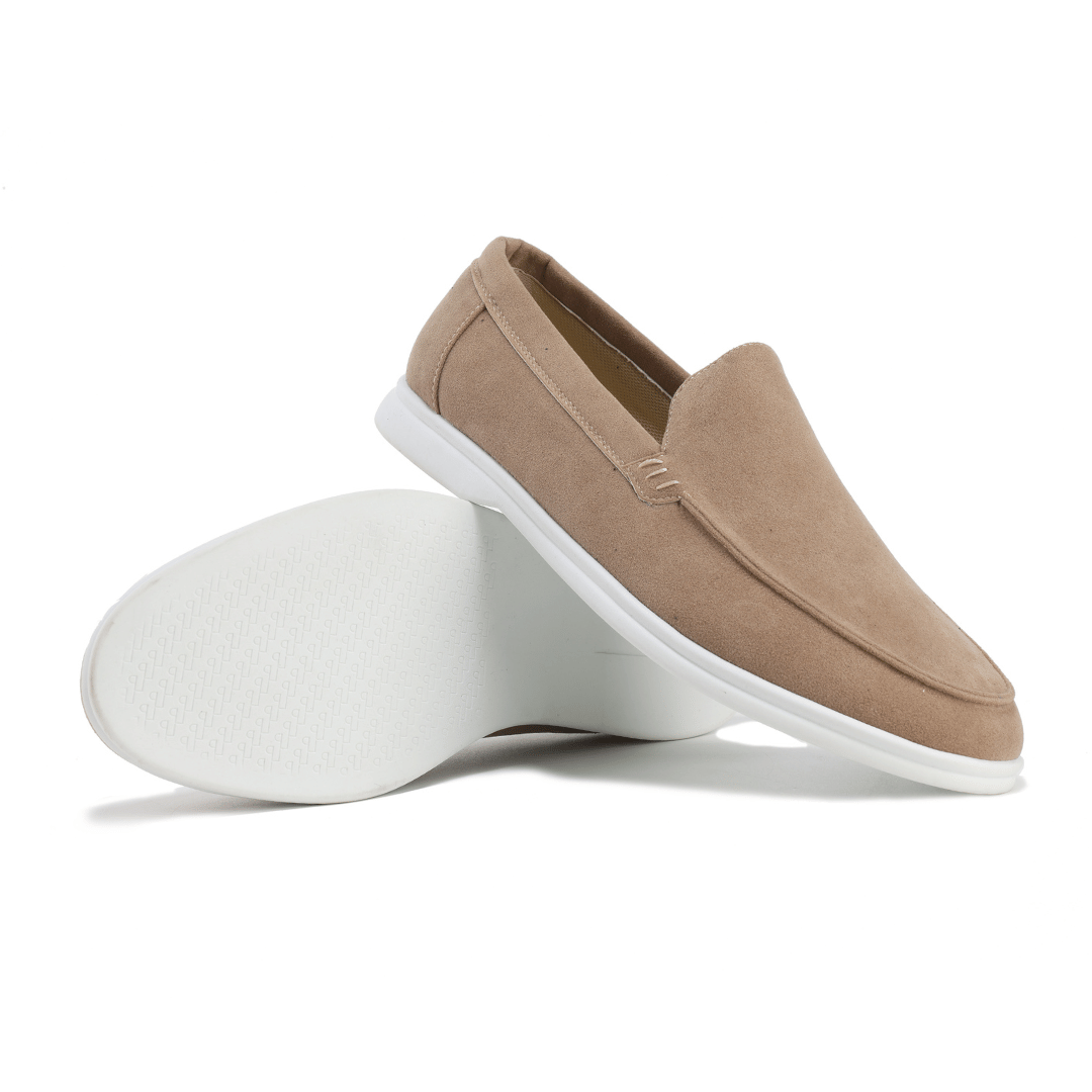 Men's Suede-Look Slip-On Loafers with Contrast Soles