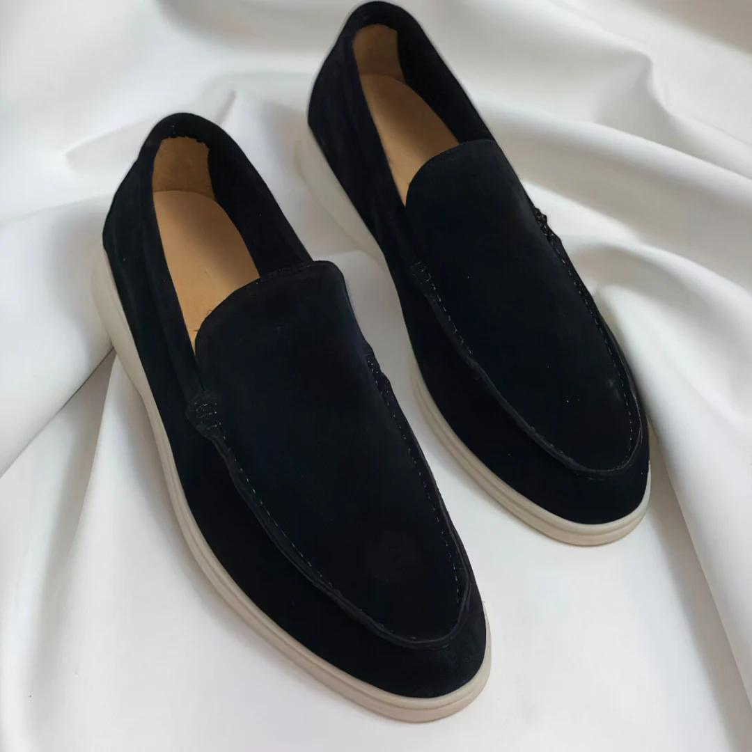 Men's Suede-Look Slip-On Loafers with Contrast Soles