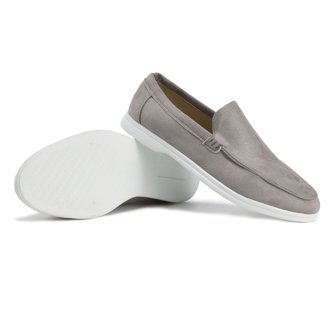 Men's Suede-Look Slip-On Loafers with Contrast Soles