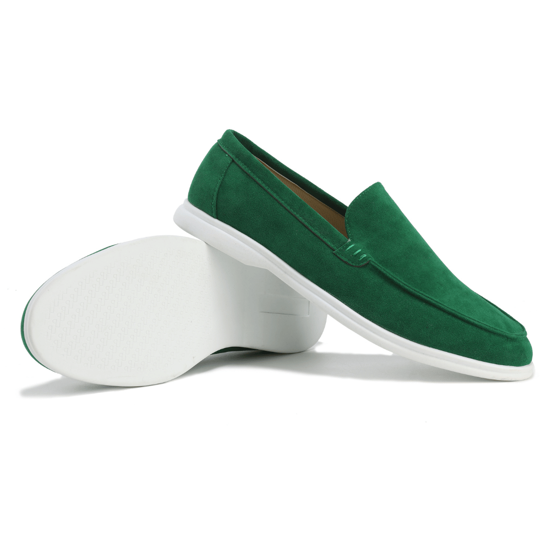 Men's Suede-Look Slip-On Loafers with Contrast Soles