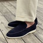 Men's Suede-Look Slip-On Loafers with Contrast Soles