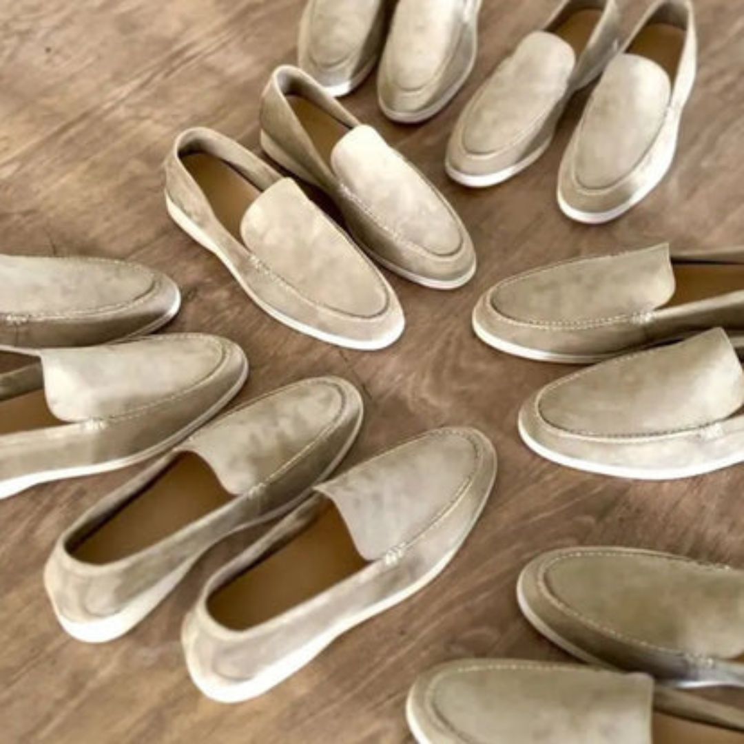 Men's Suede-Look Slip-On Loafers with Contrast Soles