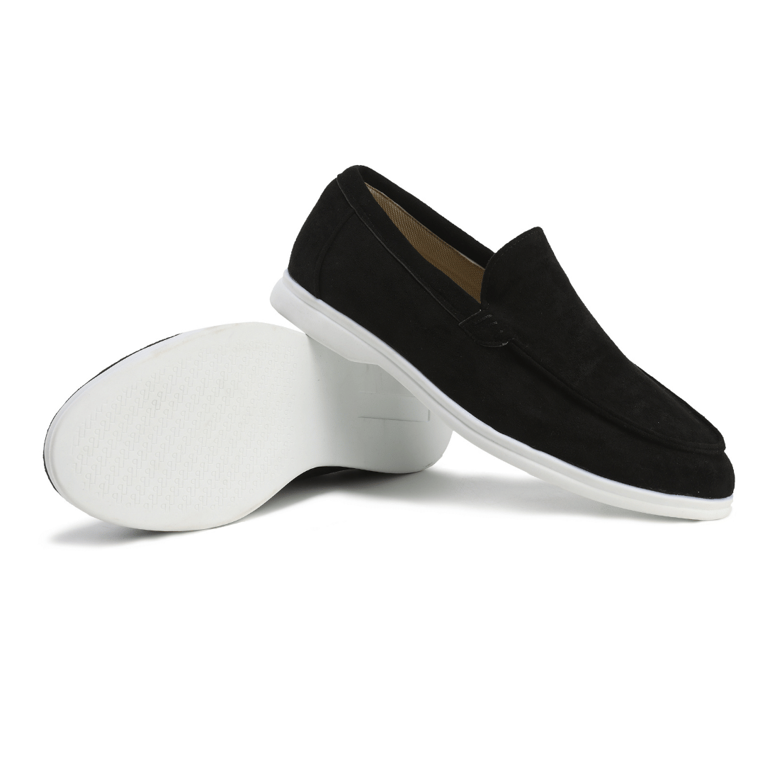 Men's Suede-Look Slip-On Loafers with Contrast Soles