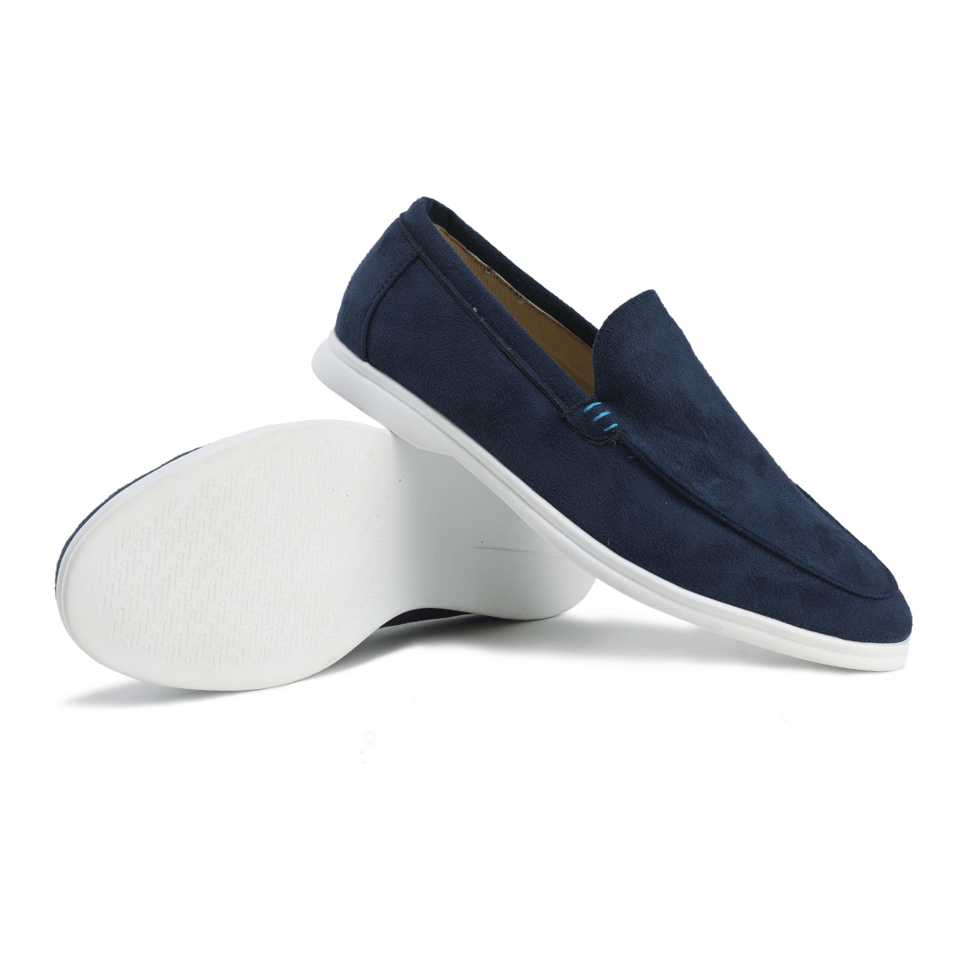 Men's Suede-Look Slip-On Loafers with Contrast Soles