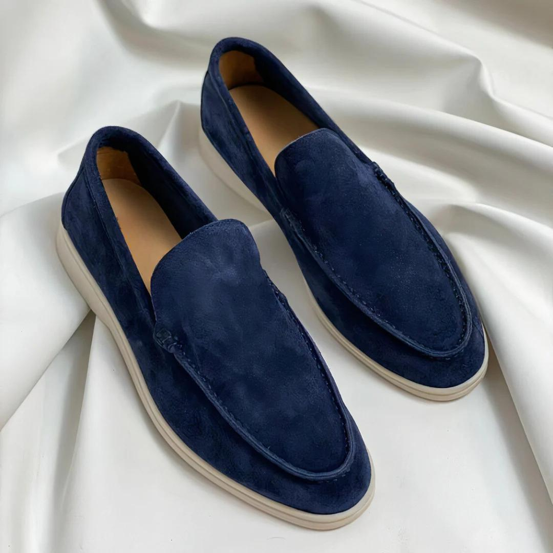 Men's Suede-Look Slip-On Loafers with Contrast Soles