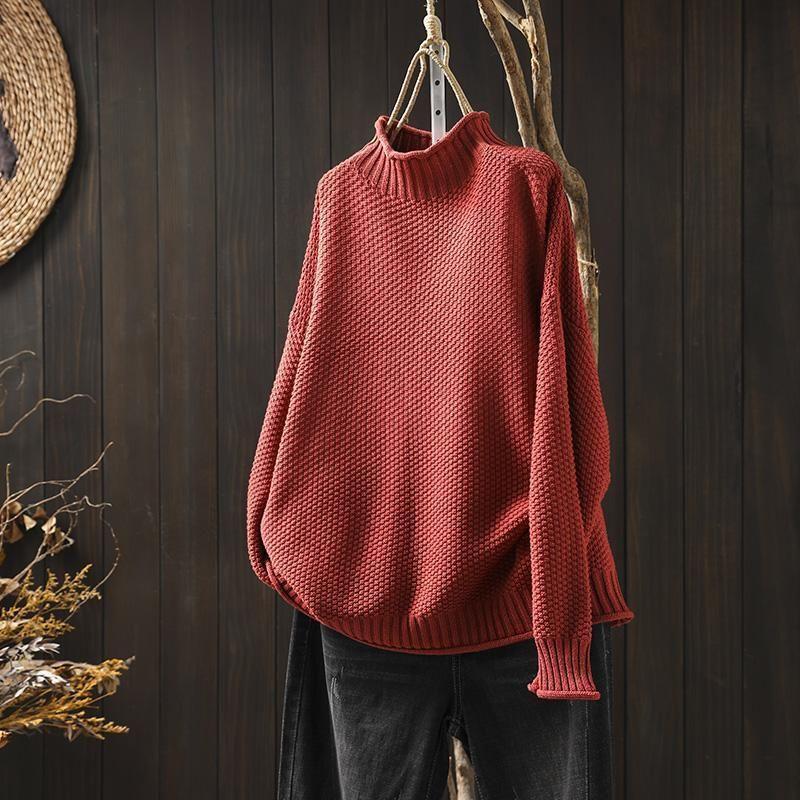 Women's Chunky Knit Turtleneck Oversized Sweater