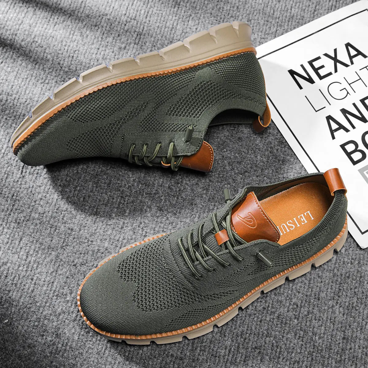 Men's Knit Lace-Up Casual Sneakers
