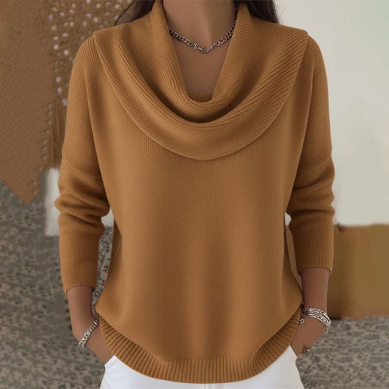 Women's Draped Cowl Neck Knit Sweater