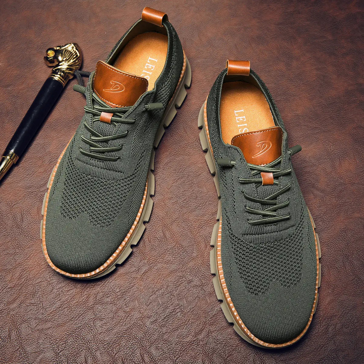 Men's Knit Lace-Up Casual Sneakers