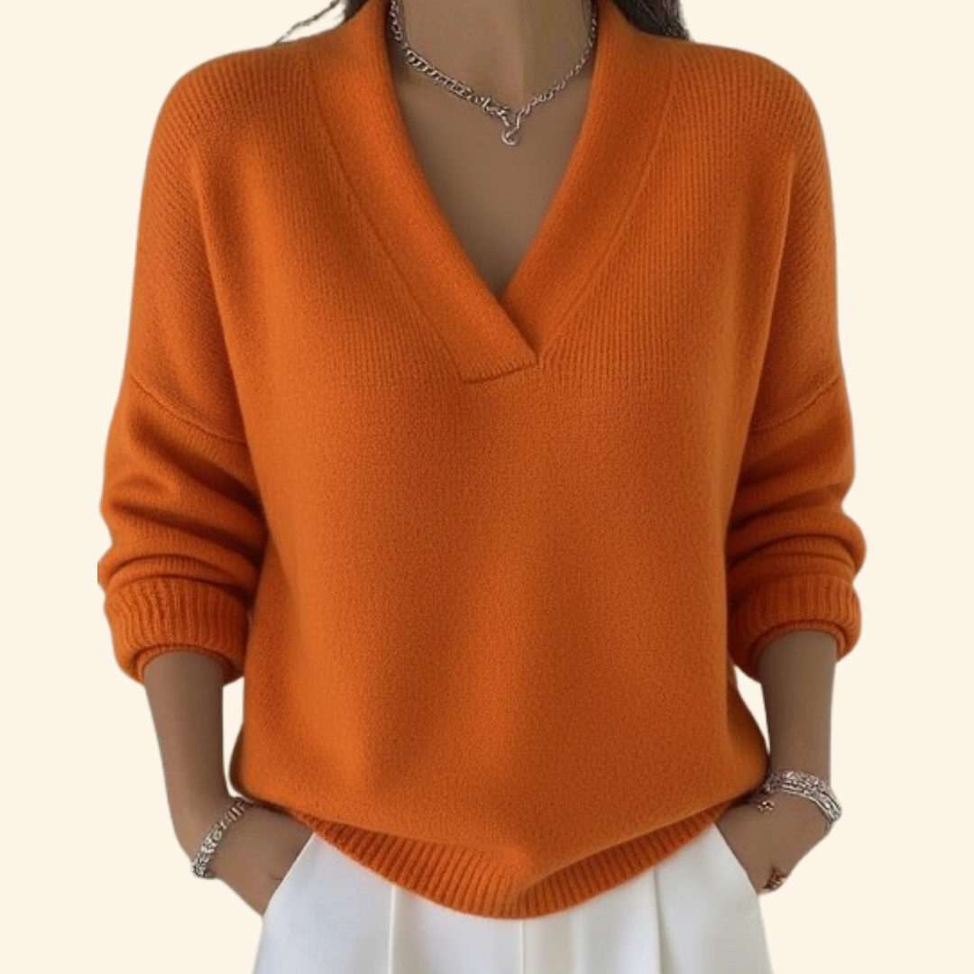 Women's V-Neck Knit Pullover Sweater