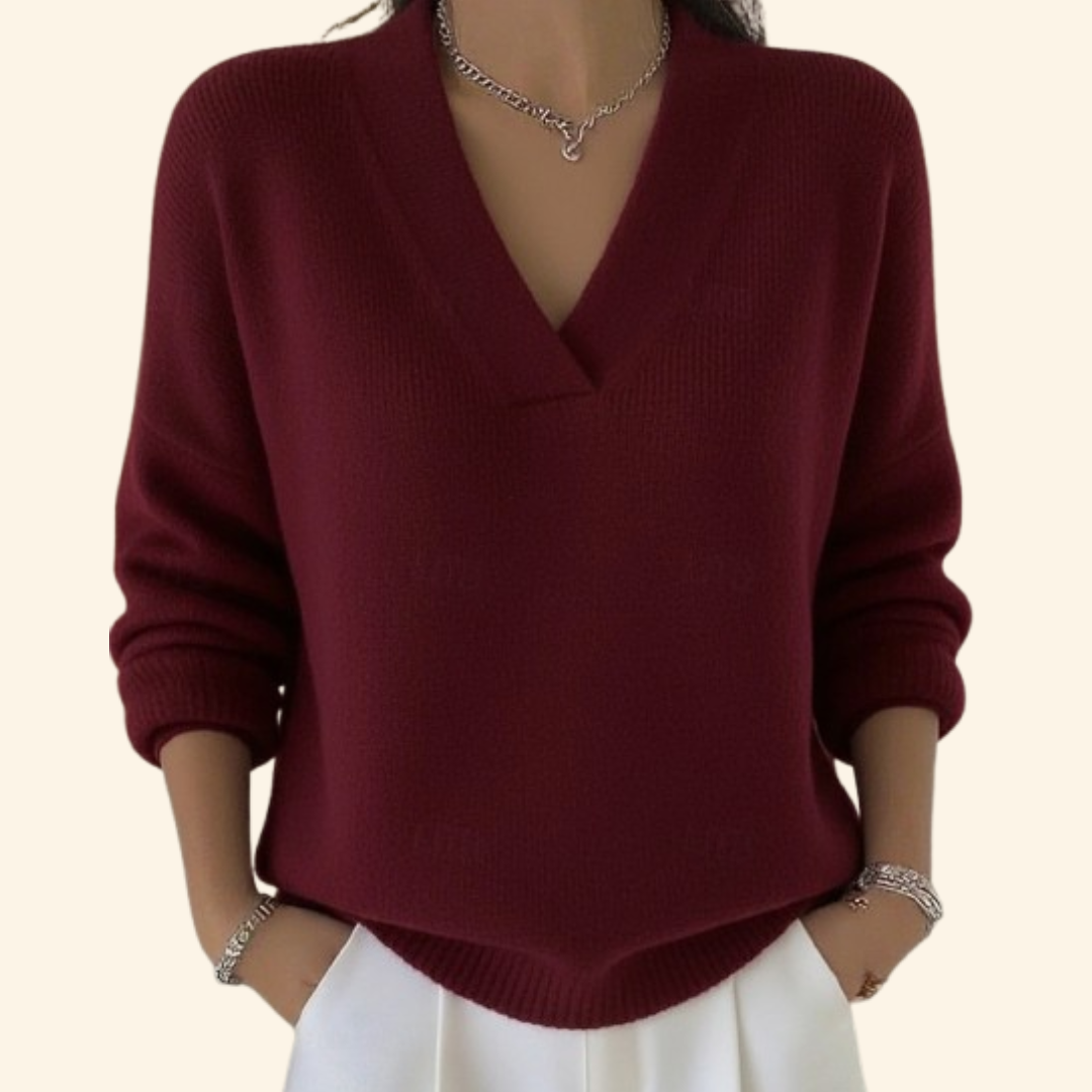 Women's V-Neck Knit Pullover Sweater
