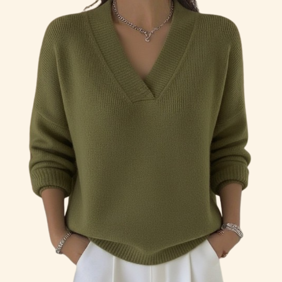 Women's V-Neck Knit Pullover Sweater