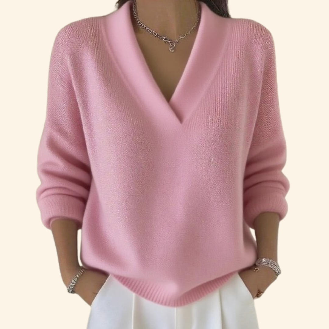 Women's V-Neck Knit Pullover Sweater