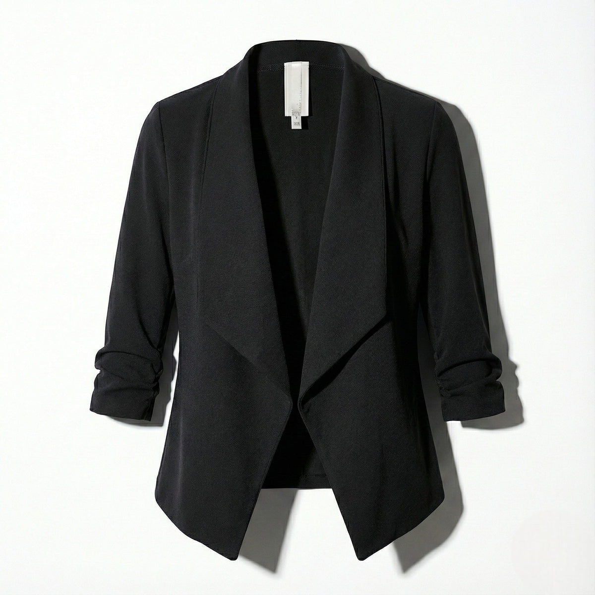 Women's Open Front Blazer With Ruched Sleeves