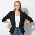 Women's Open Front Blazer With Ruched Sleeves