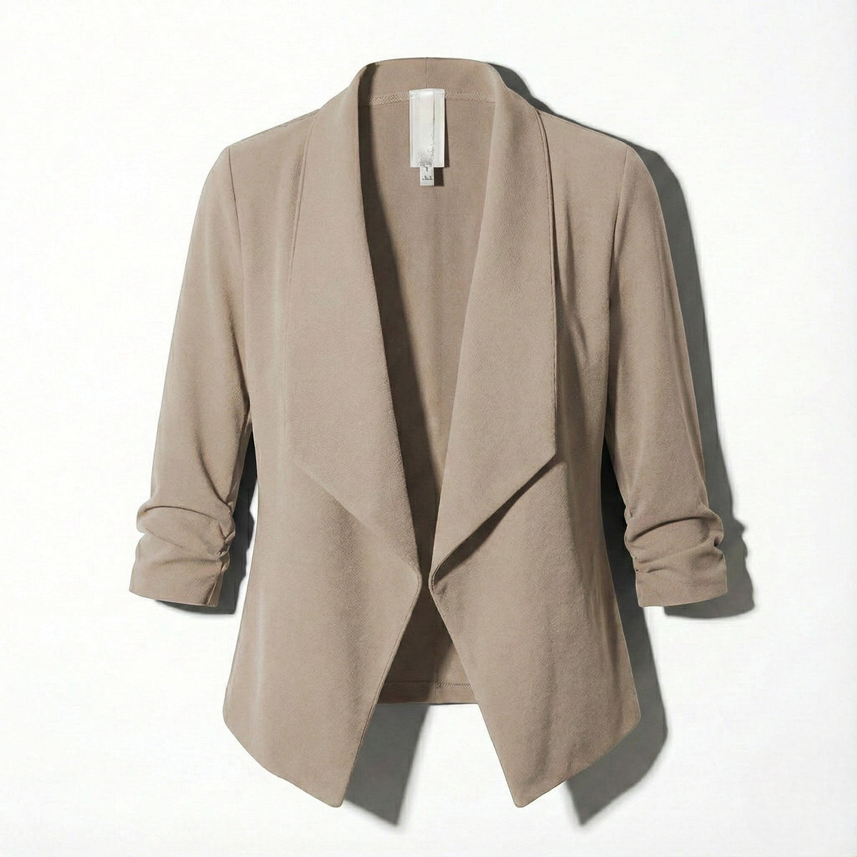 Women's Open Front Blazer With Ruched Sleeves