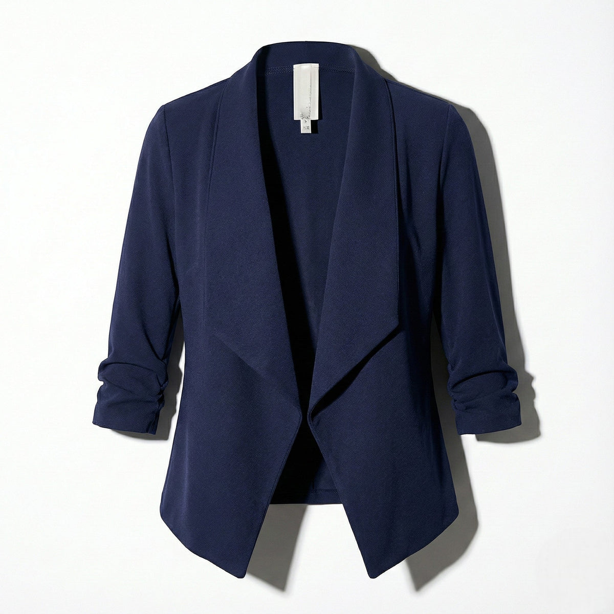 Women's Open Front Blazer With Ruched Sleeves