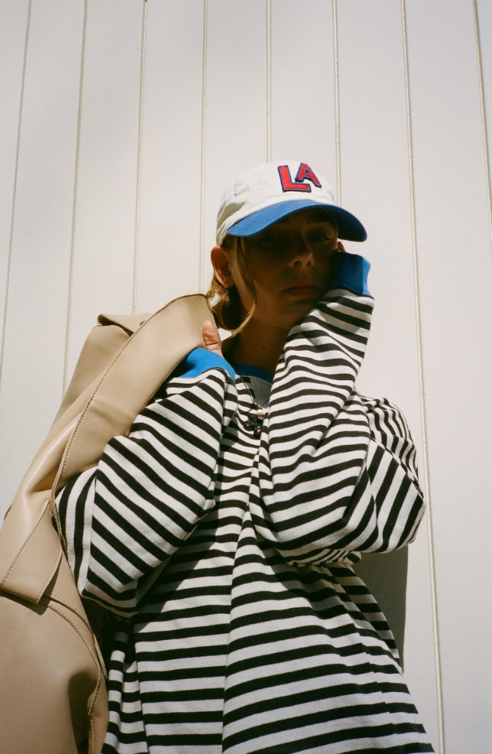 Women's Oversized Striped Crew Neck Knit Sweater