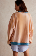 Women's Oversized Striped Crew Neck Knit Sweater