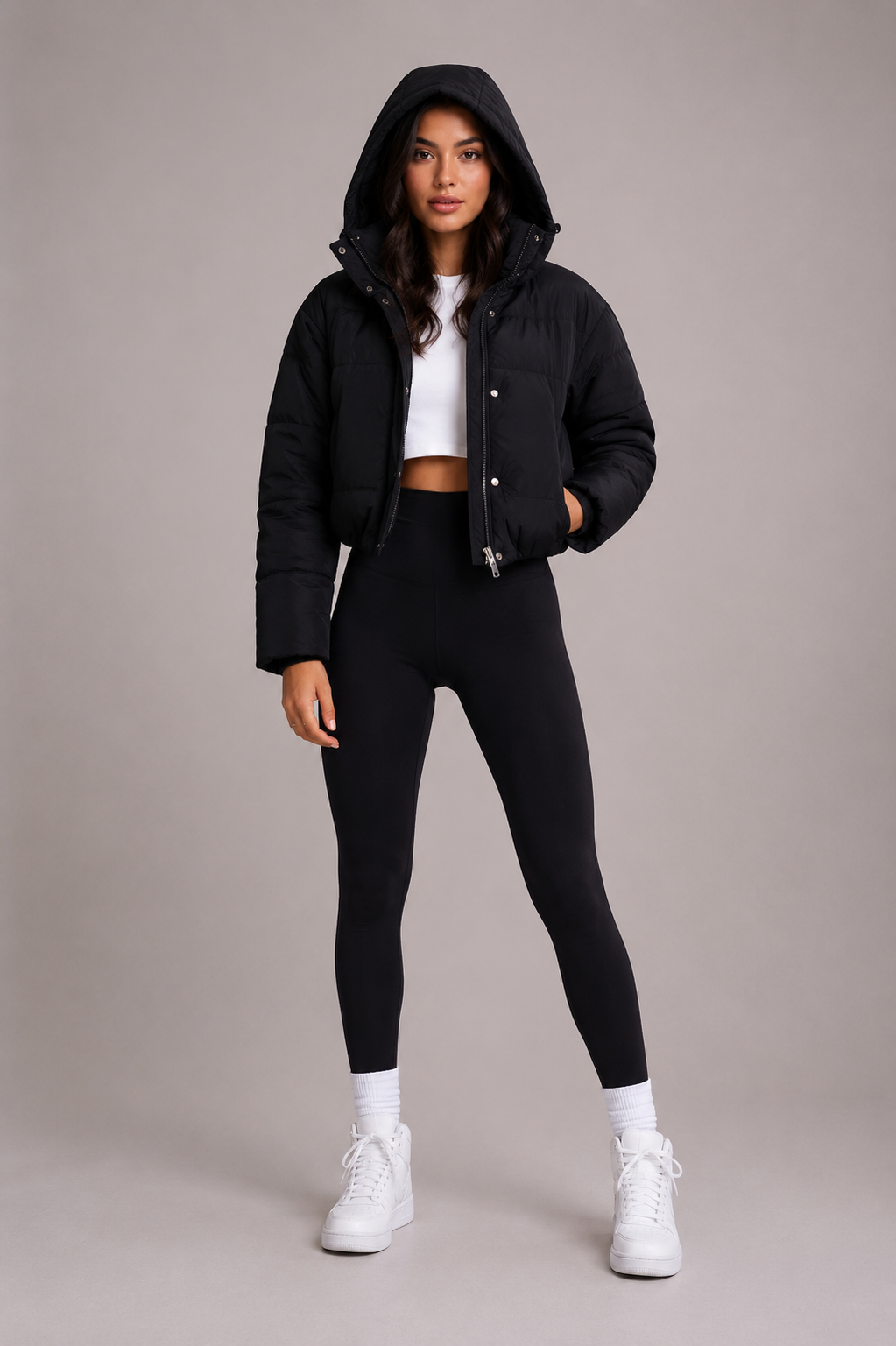 Women's Cropped Quilted Puffer Jacket
