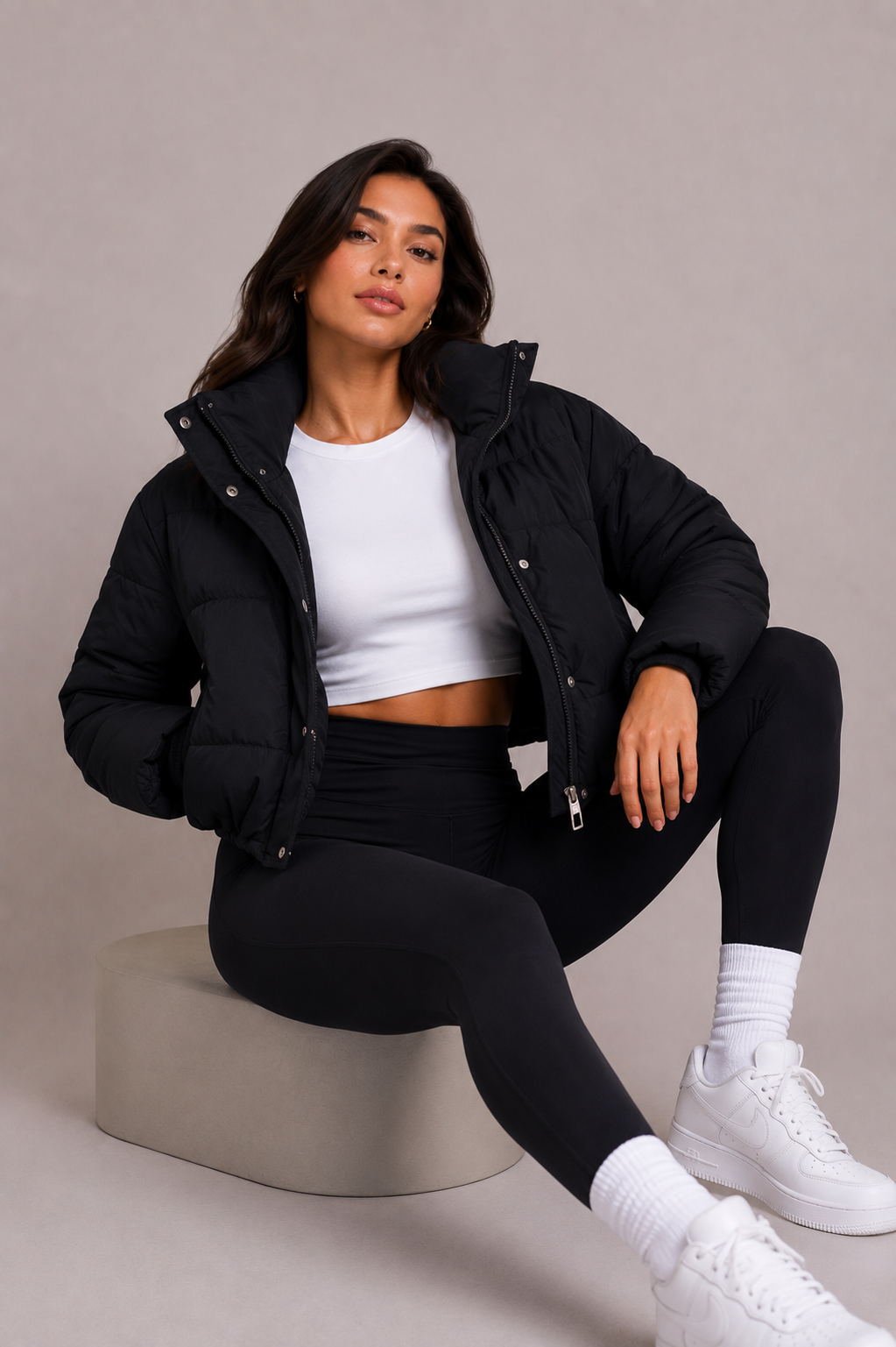 Women's Cropped Quilted Puffer Jacket