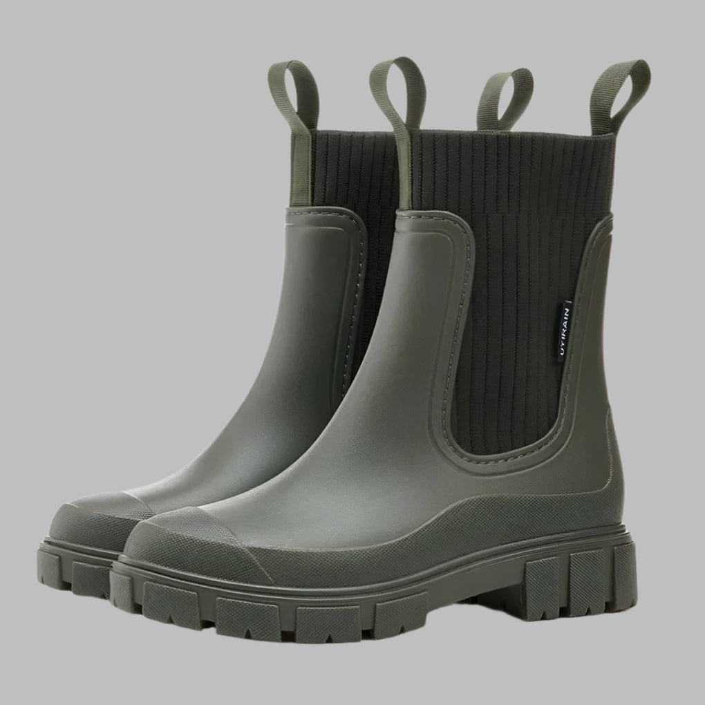 Women's Chelsea Rain Boots with Chunky Sole