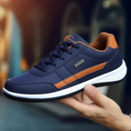 Men's Lace-Up Casual Sneakers with Textured Panels