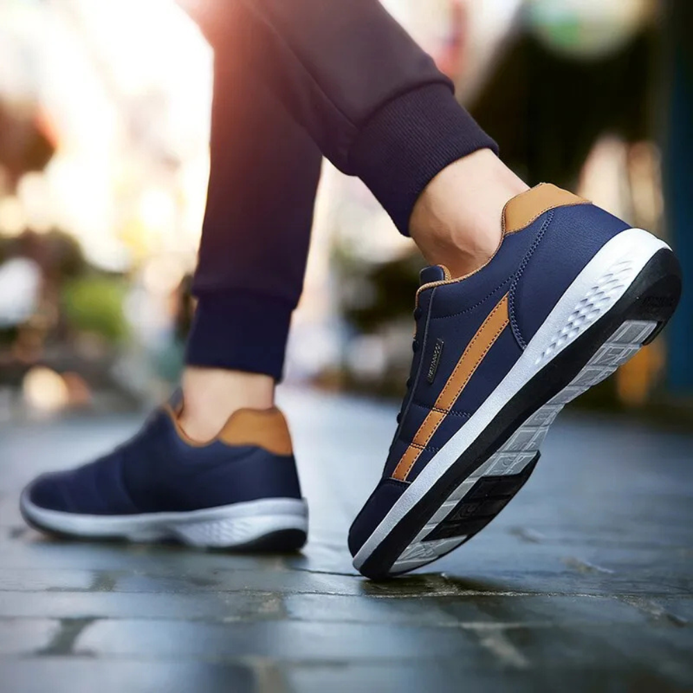 Men's Lace-Up Casual Sneakers with Textured Panels