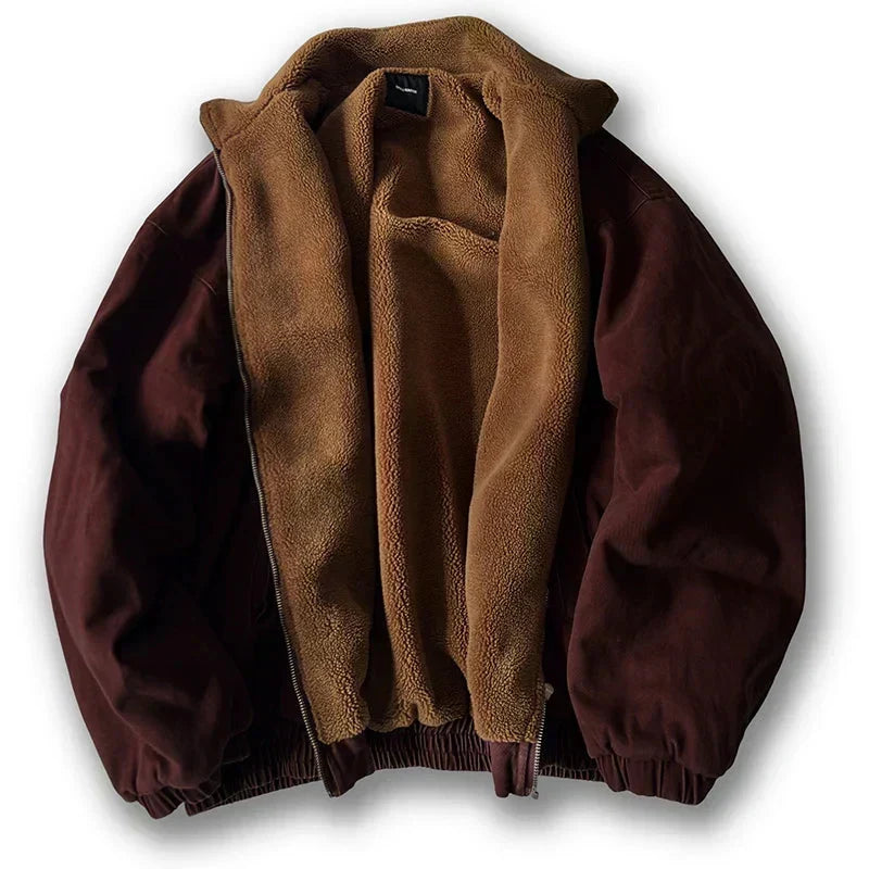 Men's Fleece-Lined Zip-Up Bomber Jacket